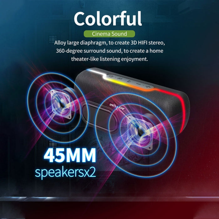 ZEALOT S55 Altavoz Bluetooth estéreo portátil con micrófono incorporado, compatible con llamadas manos libres, tarjeta TF y AUX
