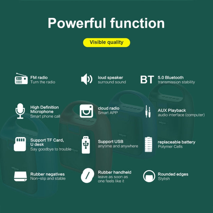 ZEALOT S42 Altavoz Bluetooth inalámbrico con radio FM portátil con micrófono incorporado, compatible con llamadas manos libres, tarjeta TF y AUX