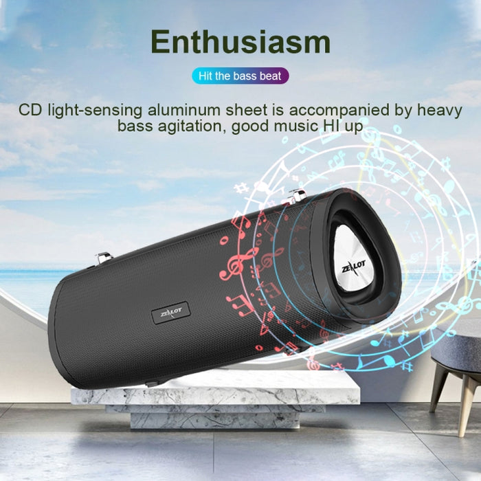 ZEALOT S39 Altavoz Bluetooth inalámbrico con subwoofer portátil con micrófono incorporado, compatible con llamadas manos libres, tarjeta TF y AUX