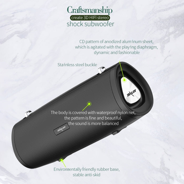 ZEALOT S39 Altavoz Bluetooth inalámbrico con subwoofer portátil con micrófono incorporado, compatible con llamadas manos libres, tarjeta TF y AUX