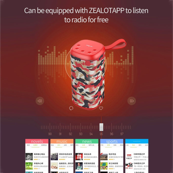 ZEALOT S35 Altavoz Bluetooth inalámbrico estéreo portátil de graves pesados con micrófono incorporado, compatible con llamadas manos libres, tarjeta TF y AUX