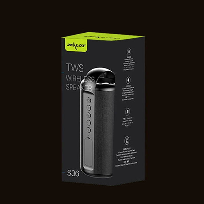 ZEALOT S36 Altavoz Bluetooth inalámbrico portátil de graves pesados con micrófono incorporado, compatible con llamadas manos libres, tarjeta TF y AUX