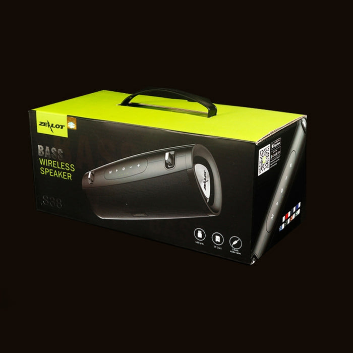 ZEALOT S38 Altavoz Bluetooth inalámbrico con subwoofer portátil con micrófono incorporado, compatible con llamadas manos libres, tarjeta TF y AUX