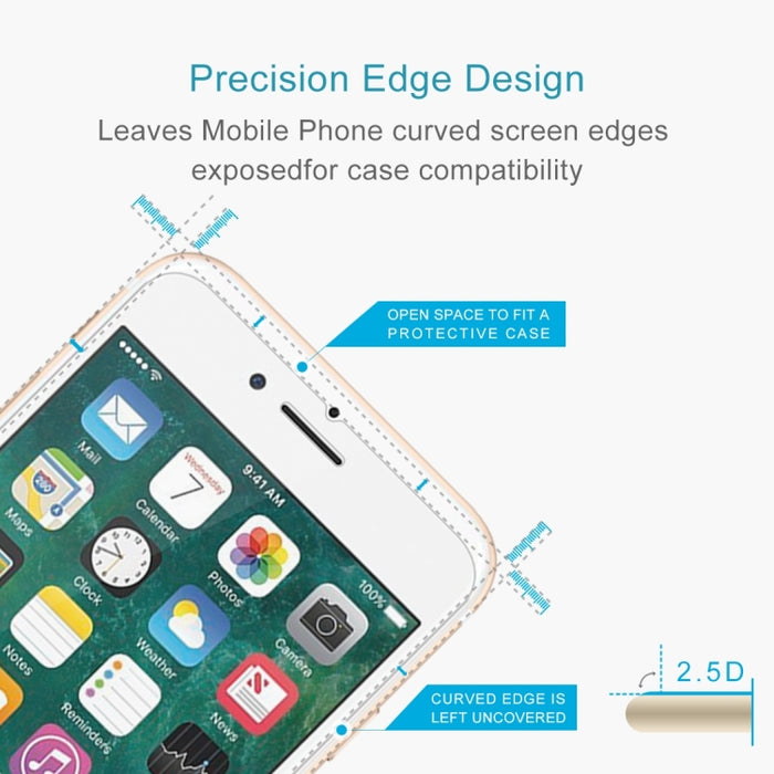 10 PCS para iPhone 8 Plus y iPhone 7 Plus 0,26 mm 9H Dureza superficial 2.5D Película de pantalla no completa de vidrio templado a prueba de explosiones