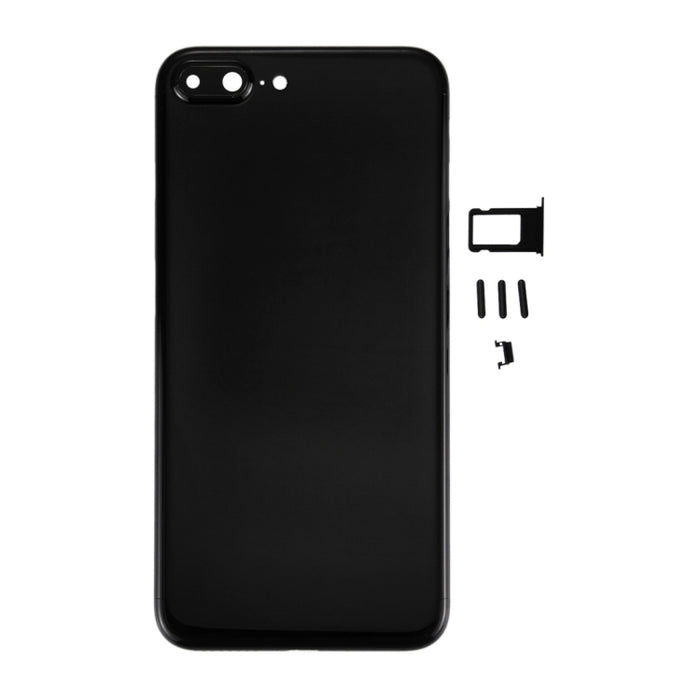 6 en 1 para iPhone 7 Plus (Cubierta trasera + Bandeja para tarjetas + Tecla de control de volumen + Botón de encendido + Tecla vibradora con interruptor de silencio + Letrero) Cubierta de carcasa de ensamblaje completo (Negro azabache)                 ...