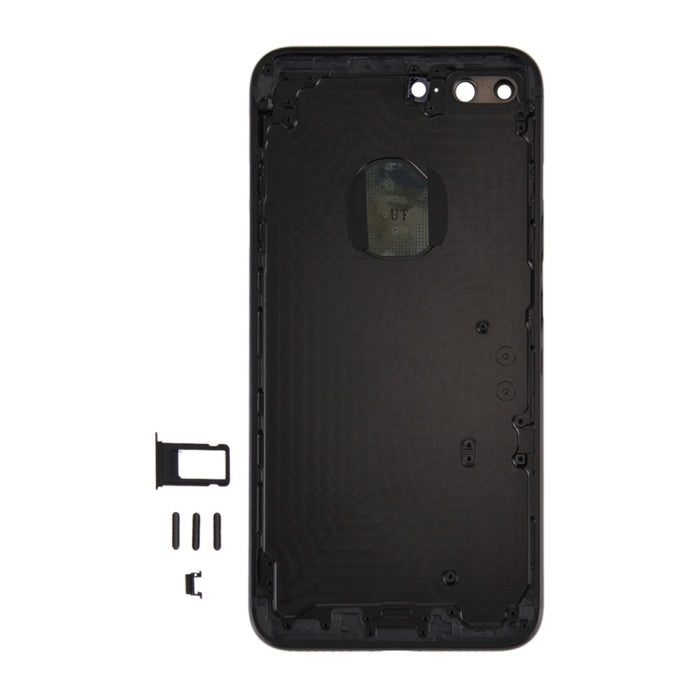 6 en 1 para iPhone 7 Plus (Cubierta trasera + Bandeja para tarjetas + Tecla de control de volumen + Botón de encendido + Tecla vibradora con interruptor de silencio + Letrero) Cubierta de carcasa de ensamblaje completo (Negro azabache)                 ...