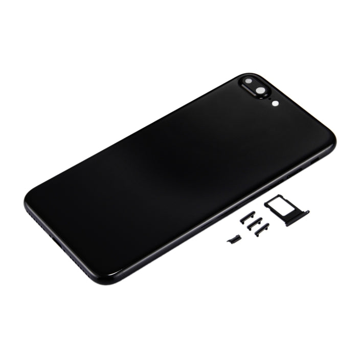 6 en 1 para iPhone 7 Plus (Cubierta trasera + Bandeja para tarjetas + Tecla de control de volumen + Botón de encendido + Tecla vibradora con interruptor de silencio + Letrero) Cubierta de carcasa de ensamblaje completo (Negro azabache)                 ...
