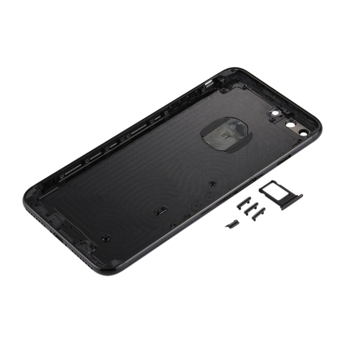 6 en 1 para iPhone 7 Plus (Cubierta trasera + Bandeja para tarjetas + Tecla de control de volumen + Botón de encendido + Tecla vibradora con interruptor de silencio + Letrero) Cubierta de carcasa de ensamblaje completo (Negro azabache)                 ...