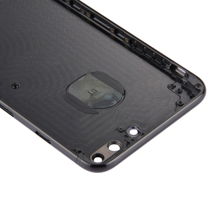 6 en 1 para iPhone 7 Plus (Cubierta trasera + Bandeja para tarjetas + Tecla de control de volumen + Botón de encendido + Tecla vibradora con interruptor de silencio + Letrero) Cubierta de carcasa de ensamblaje completo (Negro azabache)                 ...