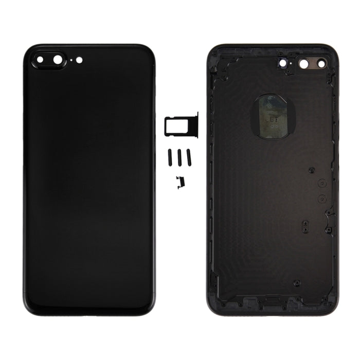 6 en 1 para iPhone 7 Plus (Cubierta trasera + Bandeja para tarjetas + Tecla de control de volumen + Botón de encendido + Tecla vibradora con interruptor de silencio + Letrero) Cubierta de carcasa de ensamblaje completo (Negro azabache)                 ...