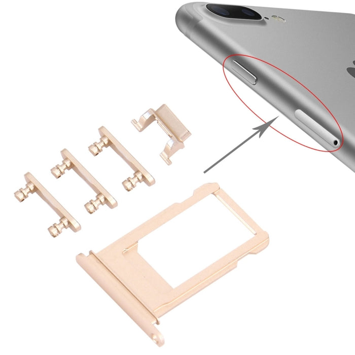 Bandeja para tarjetas + Tecla de control de volumen + Botón de encendido + Tecla vibradora con interruptor de silencio para iPhone 7 Plus, For iPhone 7 Plus