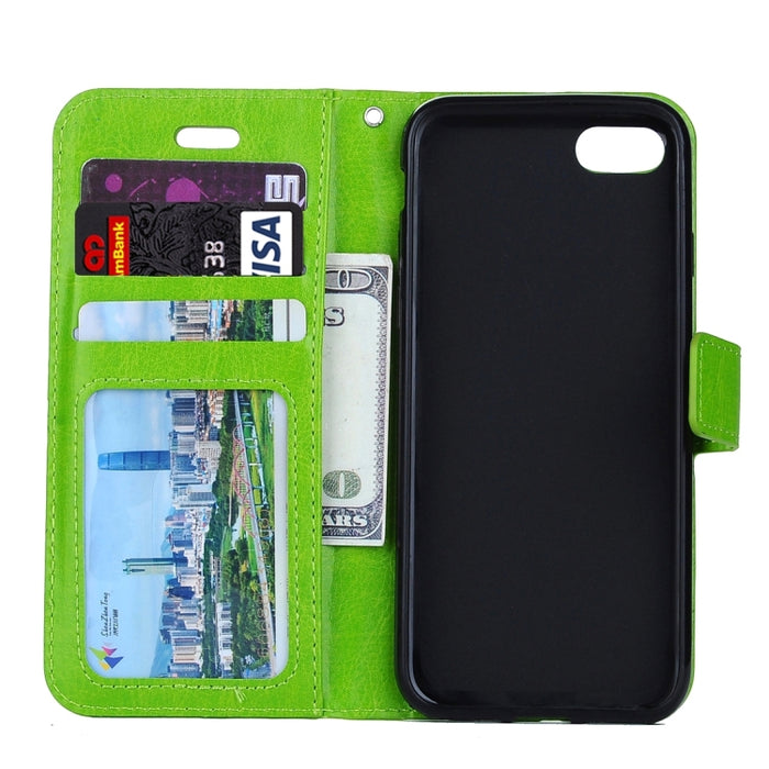 Para iPhone 8 Plus y 7 Plus Funda de cuero con tapa horizontal con textura Crazy Horse con hebilla magnética, soporte, ranuras para tarjetas, billetera y marco de fotos
