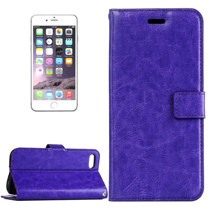 Para iPhone 8 Plus y 7 Plus Funda de cuero con tapa horizontal con textura Crazy Horse con hebilla magnética, soporte, ranuras para tarjetas, billetera y marco de fotos