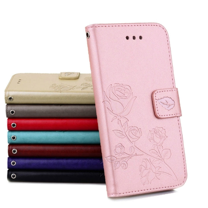 Fro iPhone 8 Plus y 7 Plus Funda de cuero con tapa con patrón de flores prensadas de rosas con soporte, ranuras para tarjetas y billetera