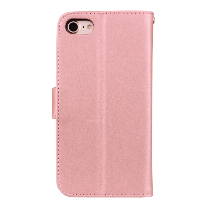 Fro iPhone 8 Plus y 7 Plus Funda de cuero con tapa con patrón de flores prensadas de rosas con soporte, ranuras para tarjetas y billetera