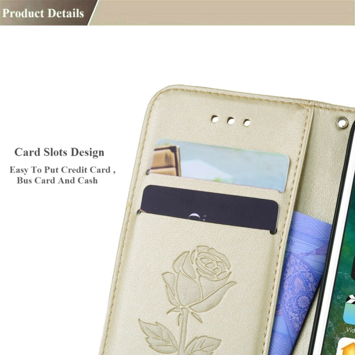 Fro iPhone 8 Plus y 7 Plus Funda de cuero con tapa con patrón de flores prensadas de rosas con soporte, ranuras para tarjetas y billetera