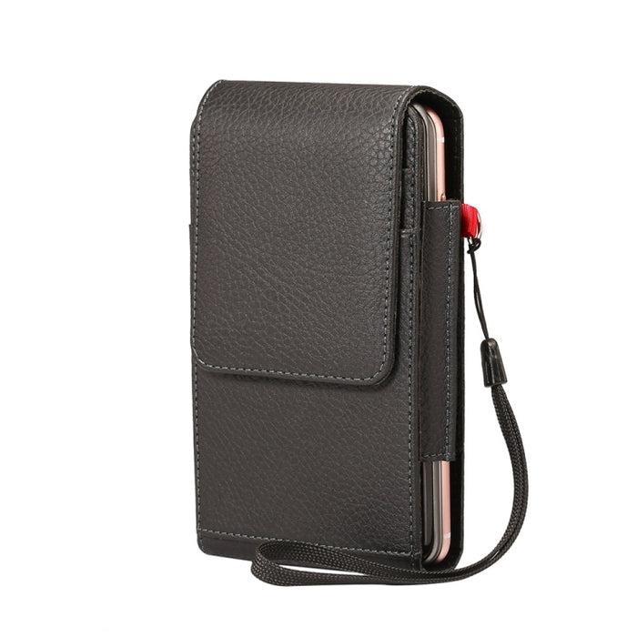 Funda universal de cuero PU con textura de Litchi con tapa vertical y enrejado vertical con férula trasera, ranuras para tarjetas y cordón para iPhone 8 Plus y 7 Plus, Galaxy Note 8 / S8 Plus / S9+, Huawei Mate 8