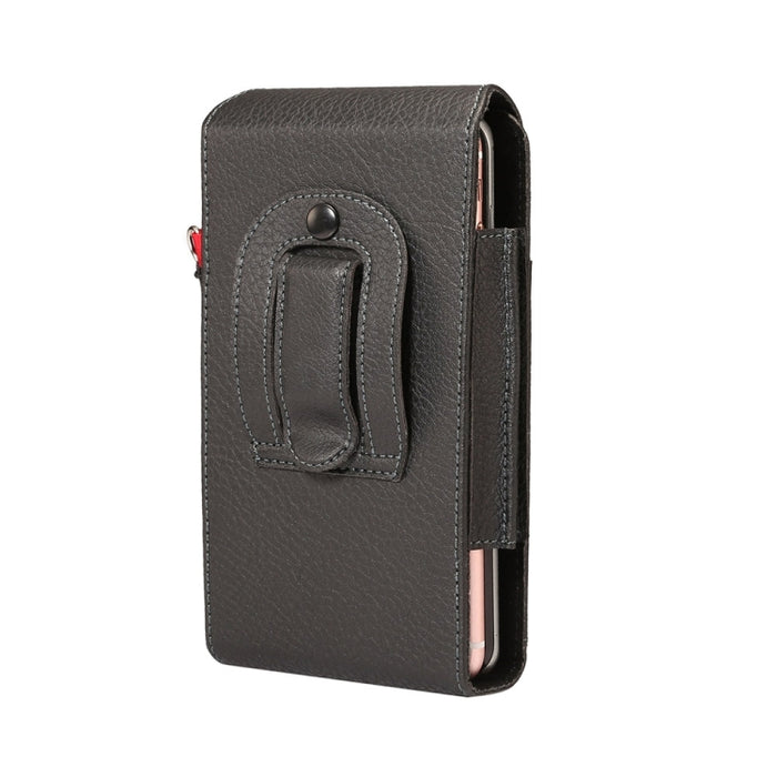 Funda universal de cuero PU con textura de Litchi con tapa vertical y enrejado vertical con férula trasera, ranuras para tarjetas y cordón para iPhone 8 Plus y 7 Plus, Galaxy Note 8 / S8 Plus / S9+, Huawei Mate 8