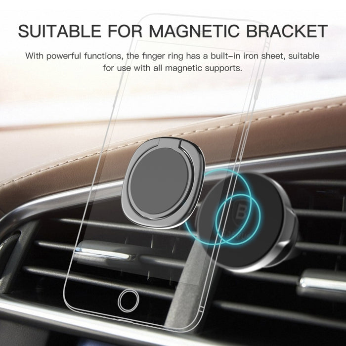 Baseus Soporte Universal de Anillo de Metal Giratorio de 360 Grados Pritivity para Teléfonos Móviles o Tabletas iPhone, Samsung, HTC, LG, Huawei, Xiaomi, vivo, OPPO, Meizu, Chapa de Hierro Incorporada, Imanes de Soporte