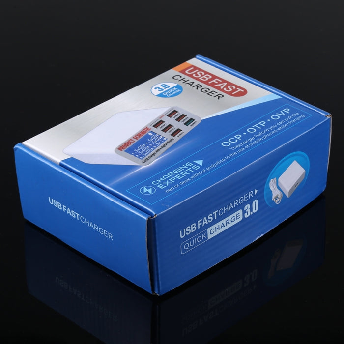 899 30W QC 3.0 Cargador rápido de 6 puertos USB con pantalla digital LCD, enchufe de la UE