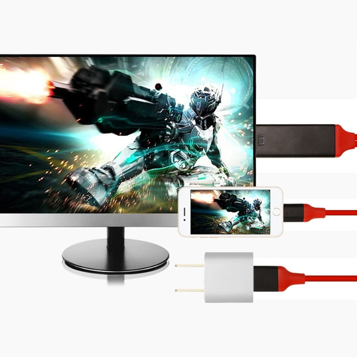 Cable adaptador macho de 8 pines a HDMI y USB macho, longitud: 2 m