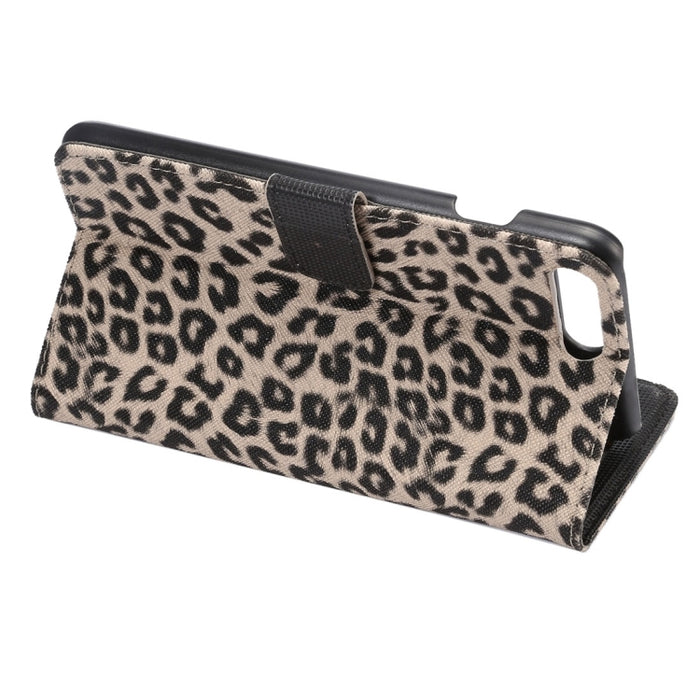 Para iPhone 8 Plus y 7 Plus Funda de cuero con tapa horizontal con textura de leopardo con soporte, ranuras para tarjetas y billetera