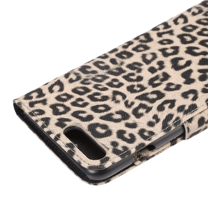 Para iPhone 8 Plus y 7 Plus Funda de cuero con tapa horizontal con textura de leopardo con soporte, ranuras para tarjetas y billetera