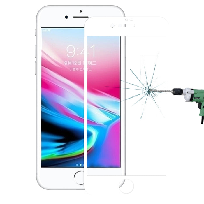 Para iPhone 8/7 0,26 mm 9H Dureza superficial 3D Pantalla completa a prueba de explosiones Fibra de carbono Bordes suaves Película de pantalla de vidrio templado