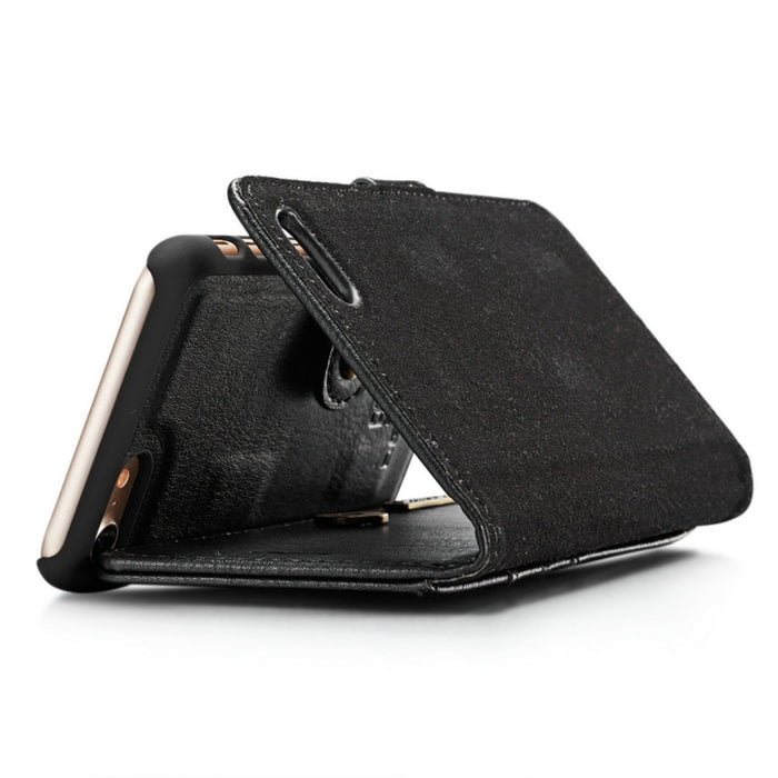 DG.MING para iPhone 8 y 7 Crazy Horse Texture Funda protectora magnética desmontable con tapa horizontal con soporte, ranuras para tarjetas y billetera