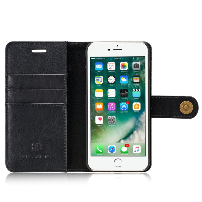 DG.MING para iPhone 8 y 7 Crazy Horse Texture Funda protectora magnética desmontable con tapa horizontal con soporte, ranuras para tarjetas y billetera