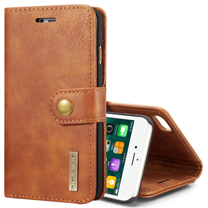 DG.MING para iPhone 8 y 7 Crazy Horse Texture Funda protectora magnética desmontable con tapa horizontal con soporte, ranuras para tarjetas y billetera