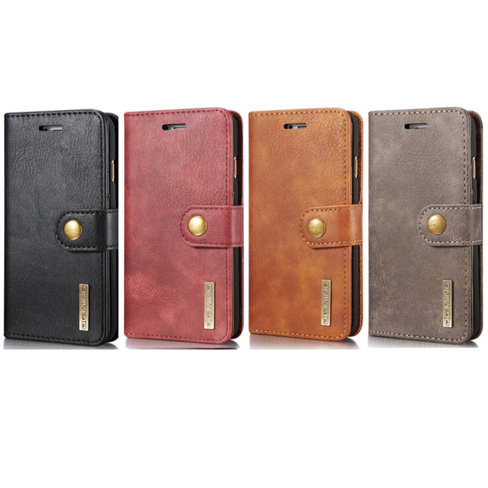 DG.MING para iPhone 8 y 7 Crazy Horse Texture Funda protectora magnética desmontable con tapa horizontal con soporte, ranuras para tarjetas y billetera