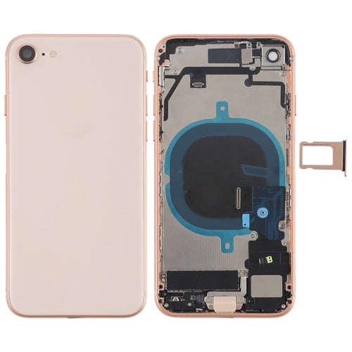 Conjunto de tapa trasera de batería con teclas laterales, vibrador, altavoz, timbre, botón de encendido, botón de volumen, cable flexible y bandeja para tarjetas para iPhone 8, For iPhone 8, For iPhone 8 (Full Assembly)