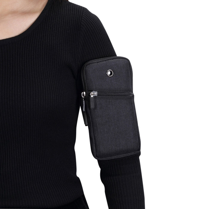 Bolso deportivo fino universal multifuncional para brazo Bolso para teléfono Paquete de muñeca con orificio para auriculares para teléfonos inteligentes de 6,5 pulgadas o menos, tamaño del brazo: 22-38 cm