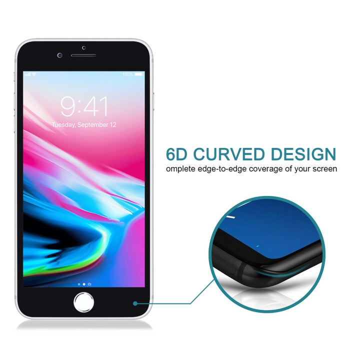 Película de vidrio templado anti-pío 9H 6D para iPhone SE 2022/2020/8/7