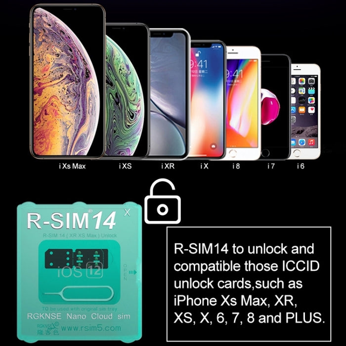 Tarjeta de desbloqueo SIM ICCID ultra universal R-SIM 14 V18 para iPhone X, XS, XR, XS Max, 8 y 8 Plus, 7 y 7 Plus