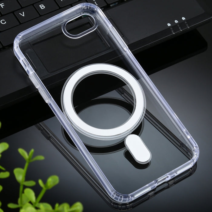 Para iPhone SE 2020/8 Magsafe funda anillo magnético Simple todo incluido cristal transparente acrílico PC + funda TPU a prueba de golpes