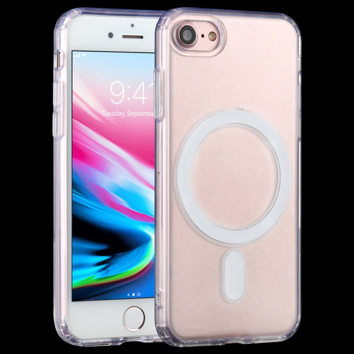 Para iPhone SE 2020/8 Magsafe funda anillo magnético Simple todo incluido cristal transparente acrílico PC + funda TPU a prueba de golpes
