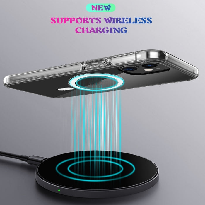 Para iPhone SE 2020/8 Magsafe funda anillo magnético Simple todo incluido cristal transparente acrílico PC + funda TPU a prueba de golpes