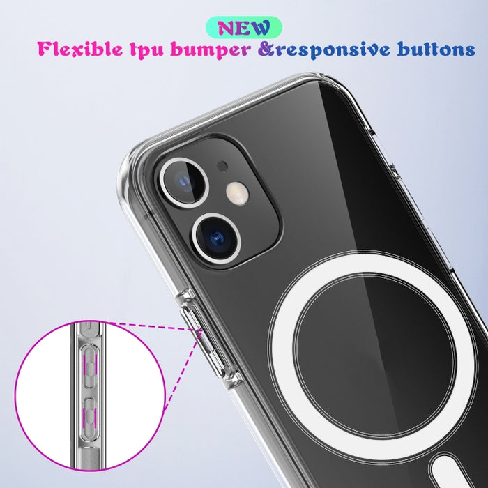 Para iPhone SE 2020/8 Magsafe funda anillo magnético Simple todo incluido cristal transparente acrílico PC + funda TPU a prueba de golpes