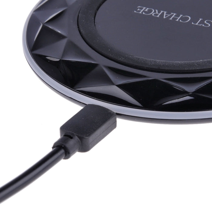Cargador inalámbrico de carga rápida estándar Diamond Qi con entrada DC5V, longitud del cable: 1 m