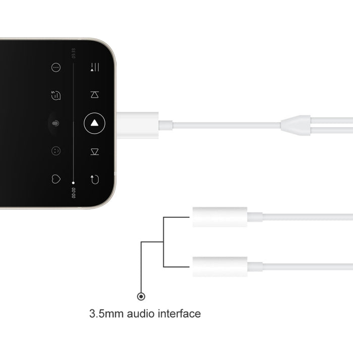 MH027 Adaptador de audio dual hembra de 3,5 mm a macho de 8 pines 2 en 1 de 16 cm