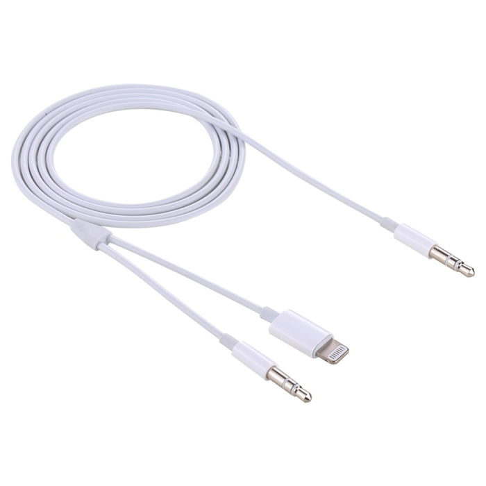 MH030 1m 2 en 1 Cable de audio auxiliar macho de 8 pines y macho de 3,5 mm a macho de 3,5 mm para iPhone, iPad, Samsung, Huawei, Xiaomi, HTC