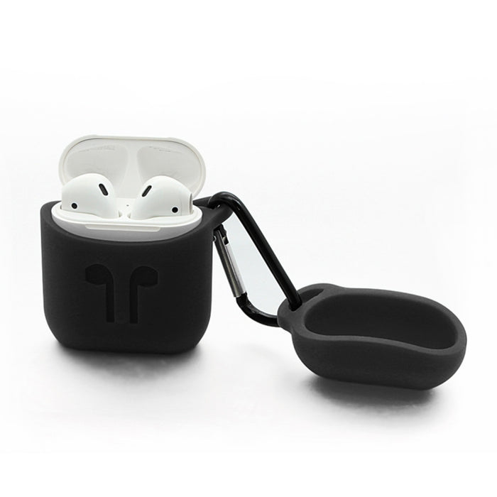 Caja protectora de silicona para auriculares Bluetooth inalámbricos portátiles bolsa de almacenamiento antipérdida a prueba de caídas con gancho para Apple AirPods 1/2