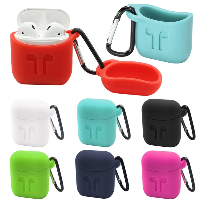 Caja protectora de silicona para auriculares Bluetooth inalámbricos portátiles bolsa de almacenamiento antipérdida a prueba de caídas con gancho para Apple AirPods 1/2