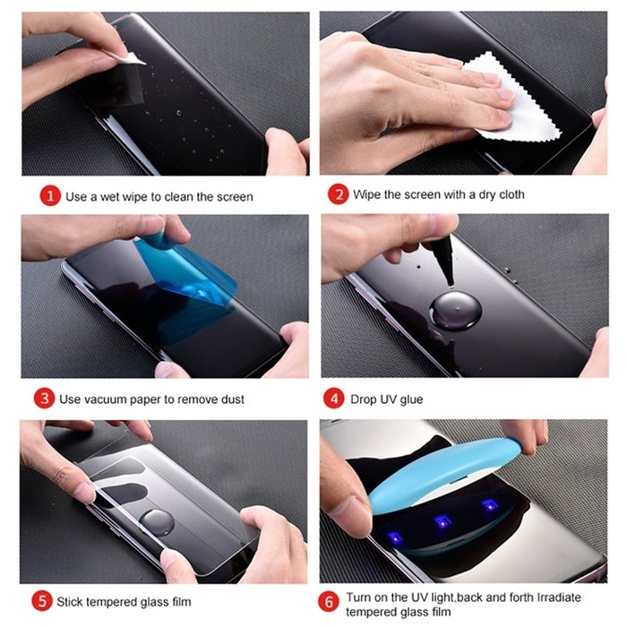 Para iPhone 6/7/8 Película de vidrio templado de pantalla completa con pegamento completo curvo líquido UV