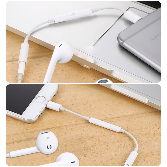 Adaptador de Audio Bluetooth con Control de cable, conector macho de 8 pines a hembra de 3,5mm para auriculares, compatible con música, llamadas, Control de volumen