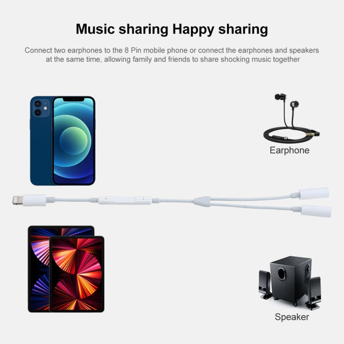 MH026 Adaptador de audio de control de cable con conector para auriculares hembra de 8 pines macho a doble de 3,5 mm
