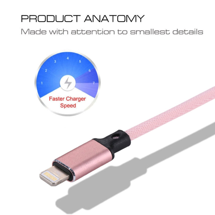 Cable de carga de sincronización de datos estilo tejido de nailon de 1 m, 2 A, USB a 8 pines