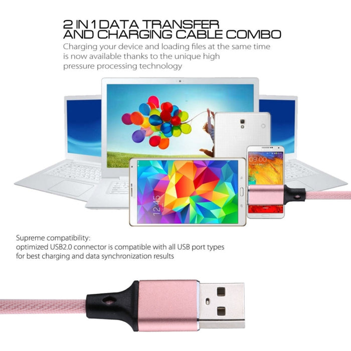 Cable de carga de sincronización de datos estilo tejido de nailon de 1 m, 2 A, USB a 8 pines